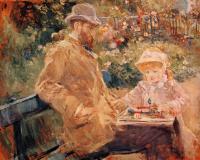 Morisot, Berthe - Eugene Manet and His Daughter at Bougival